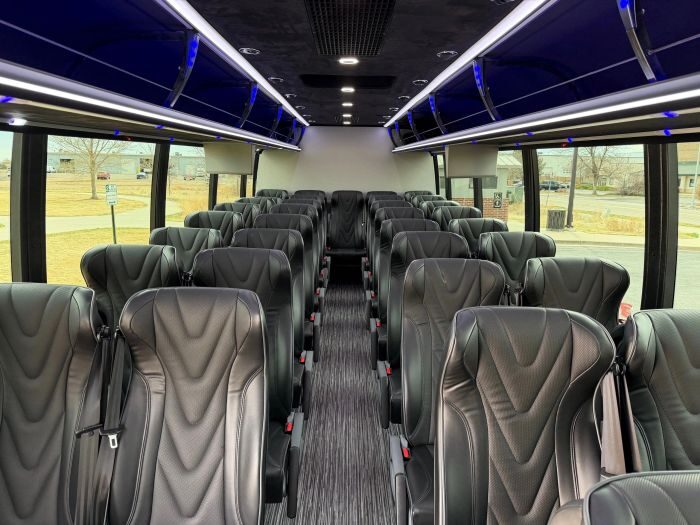 Coach bus leather seats – Longmont limo service